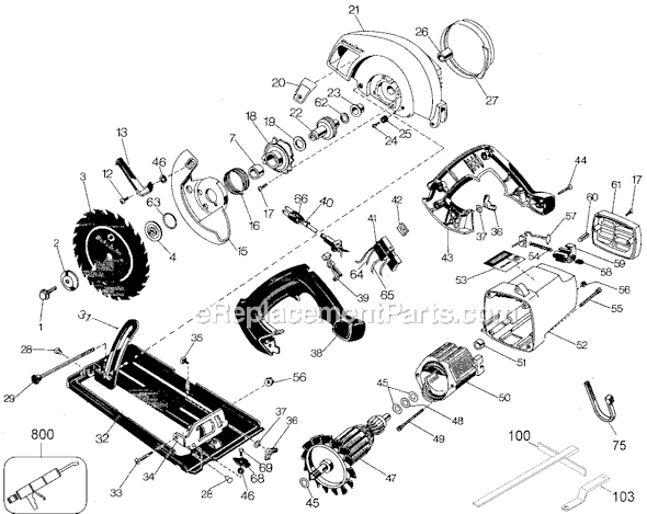 Page A Diagram and Parts List for 7390 Type 2 Black and Decker Circular Saw